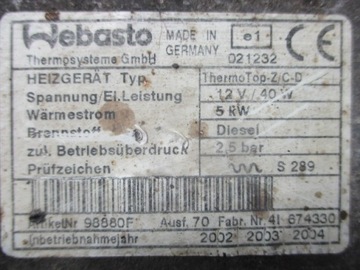 c8 807 phedra 02-09 HDI webasto thermotop-Z/C-d