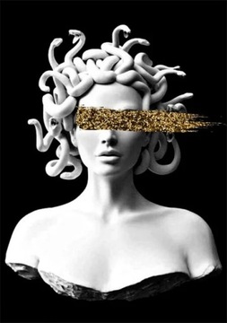 Plakat na płótnie Graffiti Medusa statua Vaporwave