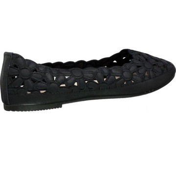 Черные, элегантные женские ажурные балетки, размер 37.