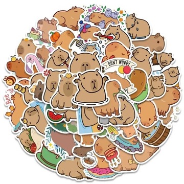 ВОДОНЕПРОНИЦАЕМЫЕ ДЕКОРАТИВНЫЕ НАКЛЕЙКИ CAPYBARA MIX НАКЛЕЙКИ ДЛЯ НОУТБУКА БУТЫЛКА 50 шт.