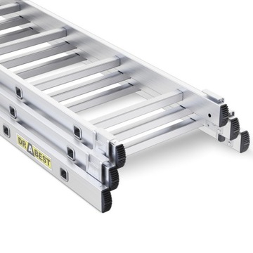 Трехсекционная алюминиевая лестница, 11 ступеней, 150 кг.