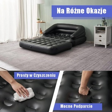 DMUCHANA SOFA MATERAC POMPOWANY AVENLI BALLO 5w1 CZARNA 198x138 CM