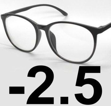 OKULARY KOREKCYJNE duże MINUSY czarne -2.5