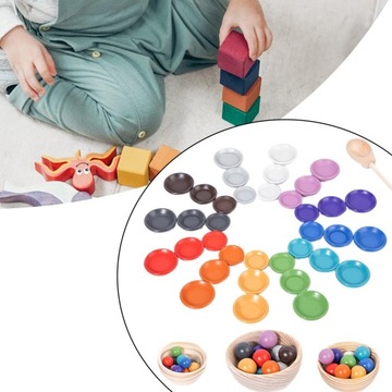 Maluchy Montessori Drewniane Rainbow Ball Matching