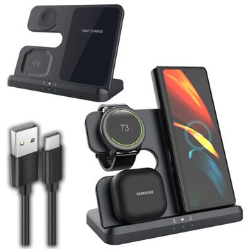 ŁADOWARKA INDUKCYJNA DO SAMSUNG BEZPRZEWODOWA SZYBKA 15W 3W1 ZESTAW USB