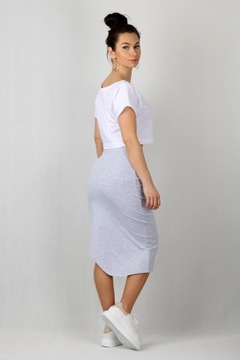 Юбка миди из хлопка S GREY ASYMMETRIC TUBE