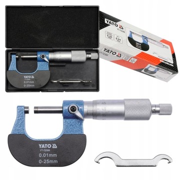 YATO PRECYZYJNY MIKROMETR ZEWNĘTRZNY NONIUSZOWY 0-25mm YT-72300 + ETUI
