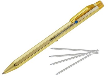 DŁUGOPIS GOLD METALOWY 4 -KOL+ 4 DODATKOWE WKŁADY