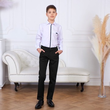 Деловые брюки элегантные для мальчика для причастия, на резинке, черные PL Kada 170
