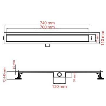 СЛИВ SWISS MEYER ЛИНЕЙНЫЙ 70 СМ 2В1 ПОД ПЛИТКУ