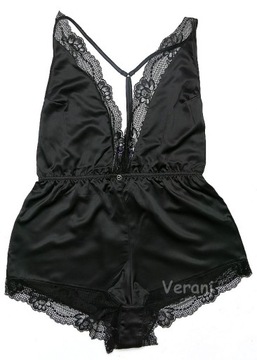 9164 LOVEHONEY kombinezon luźne body satynowe M
