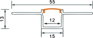 Светодиодный профиль для гипсокартона Regips 2м, анодированный, с абажуром и торцевыми крышками