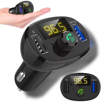 Transmiter FM Samochodowy Bluetooth 5.0 USB microSB 4w1 Ładowarka 3.4A