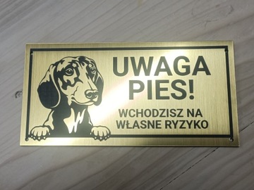 Tabliczka UWAGA PIES grawerowana różne RASY
