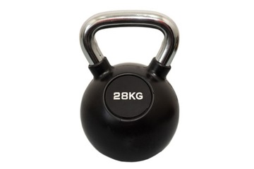 KETTLEBELL GUMA Z CHROMOWANĄ RĄCZKĄ 28 KG