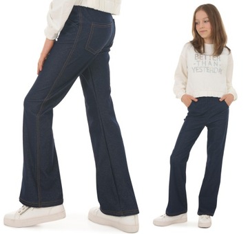 Spodnie jeansowe, DZWONY - 134 GRANAT
