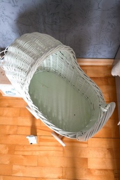 Wózek wiklinowy dla lalek kolor MIĘTOWY z wikliny