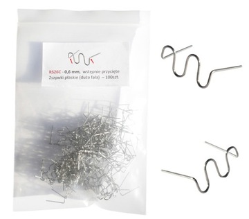 Zszywki do plastiku RS26C 100 sztuk płaskie Mała fala 0,6 mm Przycięte