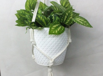 Kwietnik MINI wiszący ze sznurka 60 cm. Makrama.
