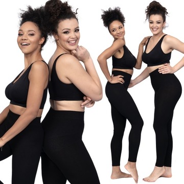 ЧЕРНЫЕ бесшовные ЛЕГГИНГИ, непрозрачные SIZE PLUS