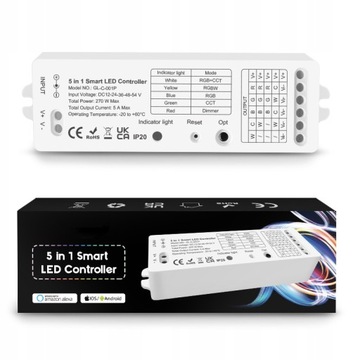 Inteligentny Kontroler LED 5w1 RGBW+CCT 12-54V seria GL ZigBee RF HUE TUYA