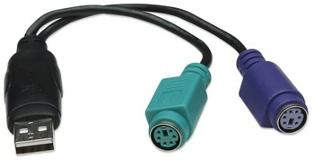 ПРЕОБРАЗОВАТЕЛЬ АДАПТЕРА ДЛЯ МЫШИ/КЛАВИАТУРЫ USB TO 2X PS2