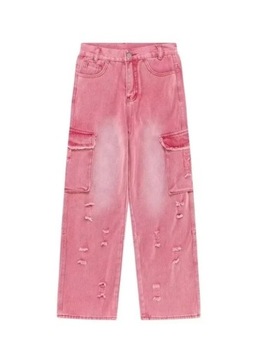 Design Sense Niche Cute Pink Straight Tube Jeans S