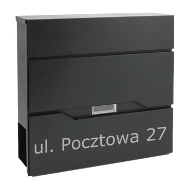 SKRZYNKA NA LISTY NOWOCZESNA NUMER NAPIS CZARNA