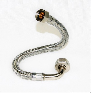 WĘŻYK-WĄŻ W OPLOCIE, N-N KOLANKO 1/2''x1/2'' 30cm