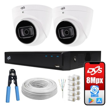 ZESTAW DO MONITORINGU IP 2 KAMERY 8MPX 4K POE IR30