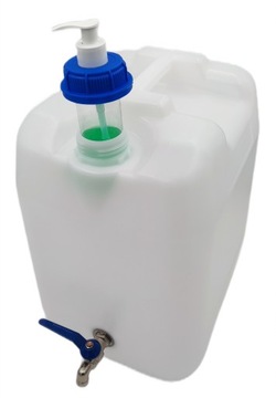 Контейнер с пузырьком канистры 20 л с краном + мыльный диспенсер