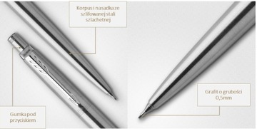 Шариковая ручка Parker Jotter Pencil, ГРАВИРОВКА НА СТАЛИ, ПОДАРОК ​​СТУДЕНТУ УЧИТЕЛЮ