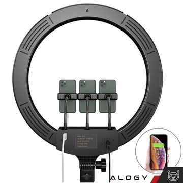 Lampa pierścieniowa LED Ring do zdjęć selfie statyw + 3x uchwyt do telefonu