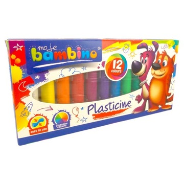 Plastelina Bambino 12 kolorów Okrągła Szkolna Miękka