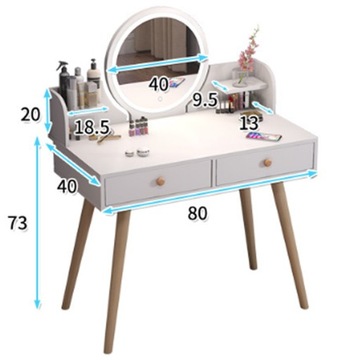 СТОЛИК КОСМЕТИЧЕСКИЙ С ЗЕРКАЛОМ ДЛЯ МАКИЯЖА, БЕЛЫЙ, БОЛЬШОЙ, С ЯЩИКАМИ, VISAGE LOFT