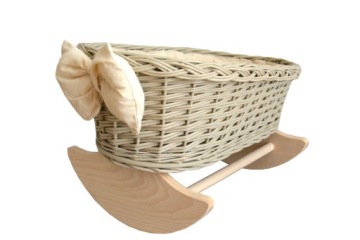 KOŁYSKA WIKLINOWA D/LALEK BEŻ + OBSZYCIE ecru