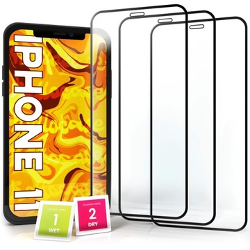 3-pak SZKŁO HARTOWANE DO IPHONE 11 / IPHONE XR na cały ekran 9H ochronne 5D