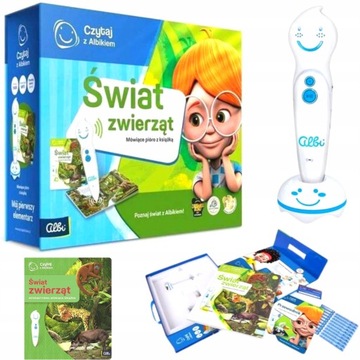 ZESTAW CZYTAJ Z ALBIKIEM ŚWIAT ZWIERZĄT + PIÓRO !!