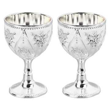 SREBRNE METALOWE KIELISZKI DO WINA VINTAGE