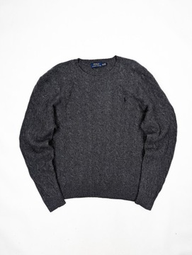 Polo Ralph Lauren szary sweter warkocz wełna kaszmir XXL