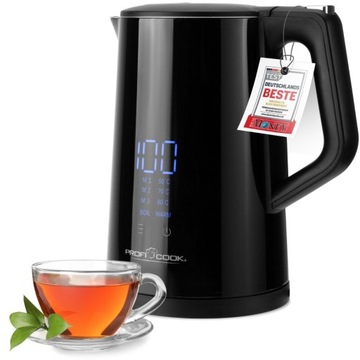 BEZPRZEWODOWY CZAJNIK ELEKTRYCZNY LED 2200W INOX REGULACJA INOX 1,7L