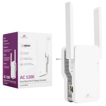 Repeater wzmacniacz WiFi Spacetronik SP-RE12 802.11ac (Wi-Fi 5) +KABEL LAN