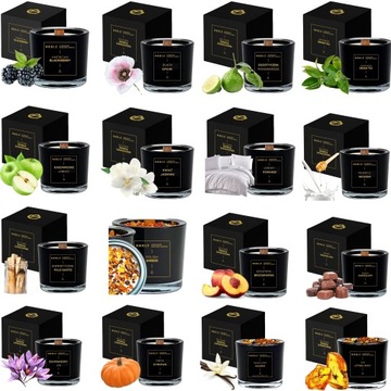 Большая черная глянцевая соевая свеча с польским янтарем Благородный янтарь