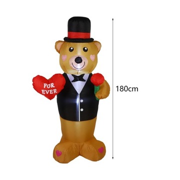 Walentynki Dmuchane Niedźwiedź UE Adapter Rekwizyty Świecąca Dekoracja Zewnętrzna dla