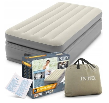 MATERAC DMUCHANY WELUR Z POMPKĄ INTEX ŁÓŻKO 64162