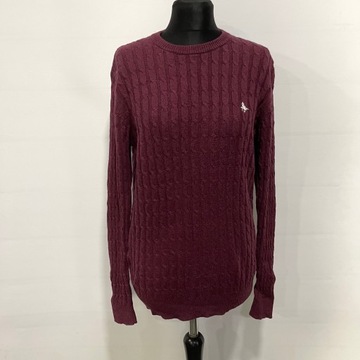 JACK WILLS Sweter Bordo Warkocze Wełna M