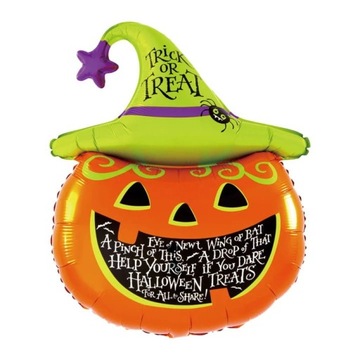 BALON FOLIOWY NA HALLOWEEN DYNIA Z CZAPKĄ BALONY FOLIOWE DUŻY 91cm