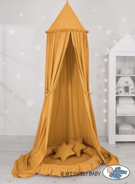 Zestaw: Baldachim wiszący gniazdko poduszki musztardowy