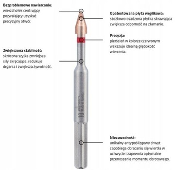 Wiertła do płytek gresowych 6,8,10mm KOMPLET C PROTECTOR 003030031 ALPEN