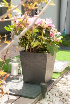 Цветочный горшок ЭКО для террасы, балкона, черный, вставка 33 см, стильный, морозостойкий, не ломается